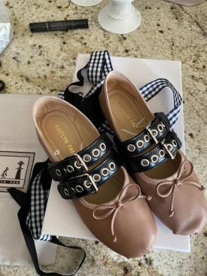 rina buckled lace up ballet flats